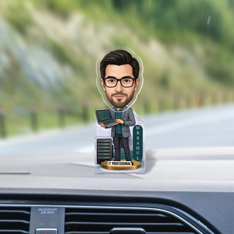 Personalized IT Professional Bobblehead Caricature  Battery Powered Shaking Head Feature Software Engineer Office Desk Decor  Creative Office Gift for IT Pros & Coders